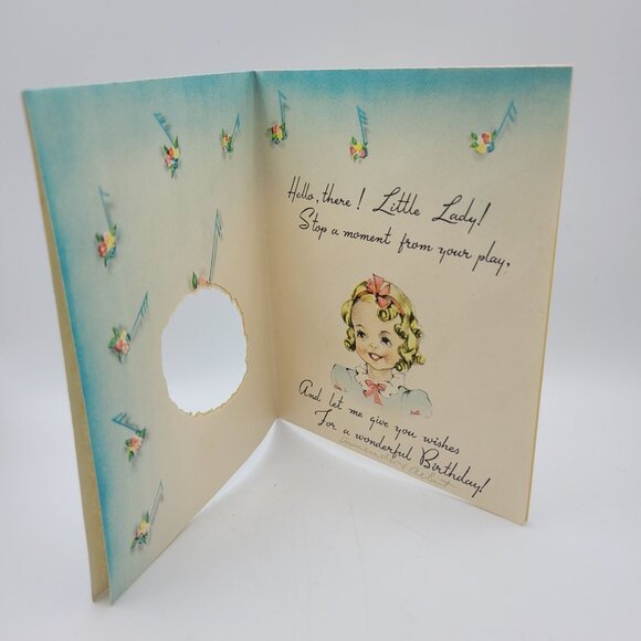Vintage Happy Birthday Card For Little Lady Floral Note - Picture 2 of 6
